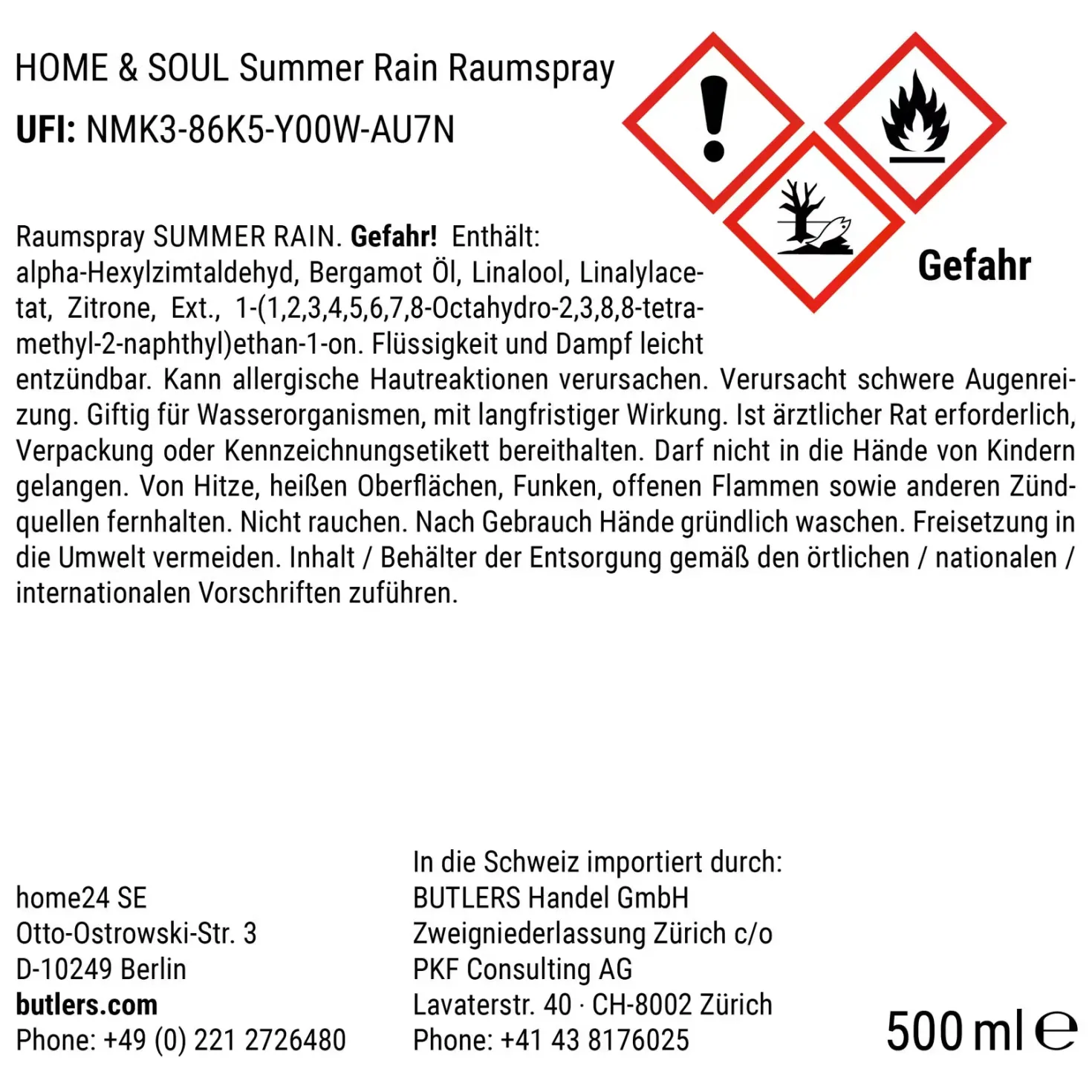 HOME & SOUL Raumspray Summer Rain